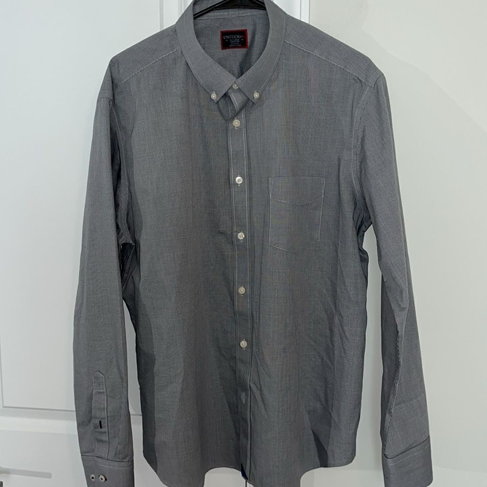 UNTUCKit LS Check Plaid Wrinkle Free Reg Fit Dress Shirt 100% Cotton Kamptaler
